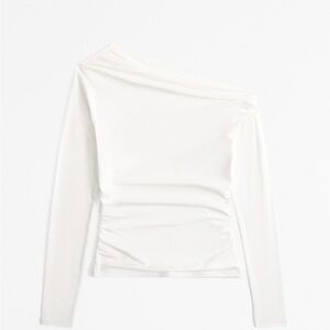 Abercrombie & Fitch Off-Shoulder White Long Sleeve Top